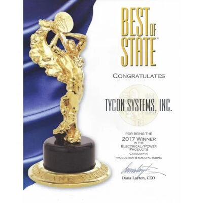 Tycon Systems Best Of State 2017 Power award