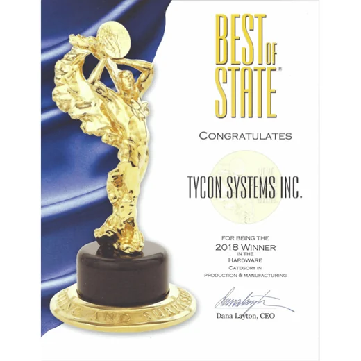 Tycon Systems Best Of State 2018 Hardware award
