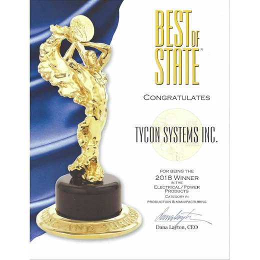 Tycon Systems Best Of State 2018 Power award