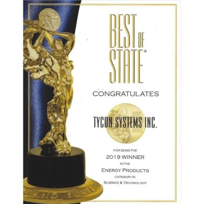 Tycon Systems Best Of State 2019 Energy award
