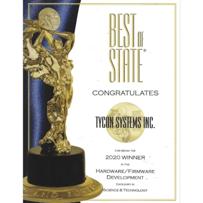Tycon Systems Best Of State 2020 Hardware 2 award