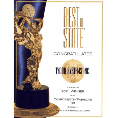 Tycon Systems Best Of State 2021 Components Fabricating award