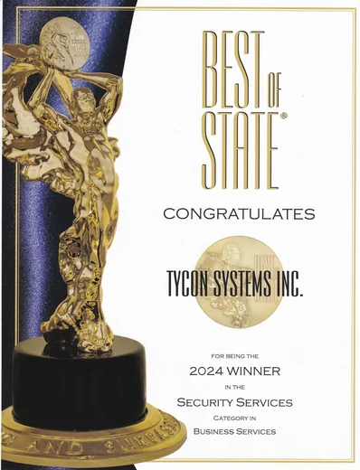 Tycon Systems Best Of State 2024 Security Services award
