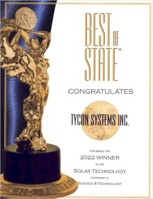 Tycon Systems Best Of State Solar Tech 2022 award