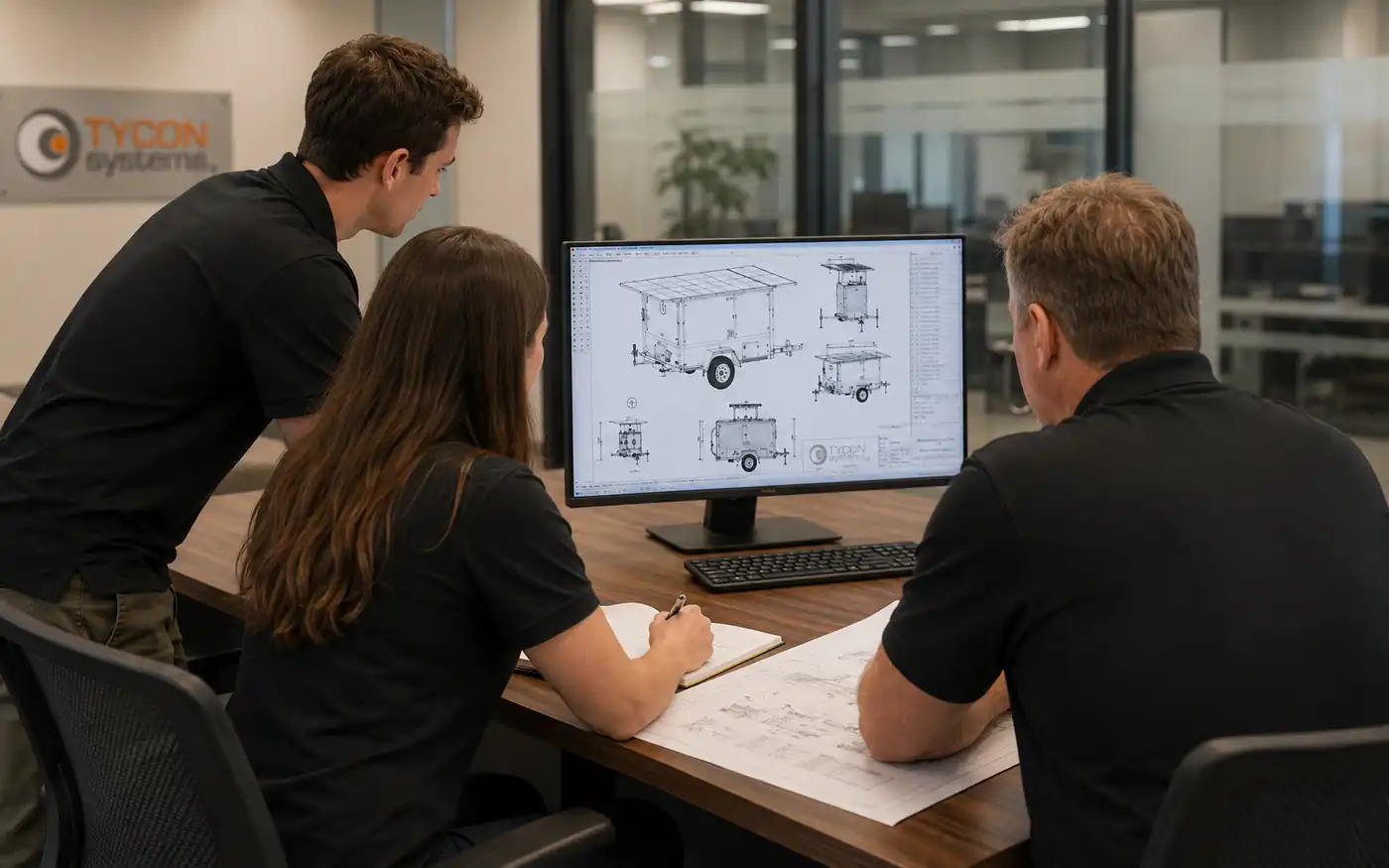 Tycon Systems team reviewing a field power and network design