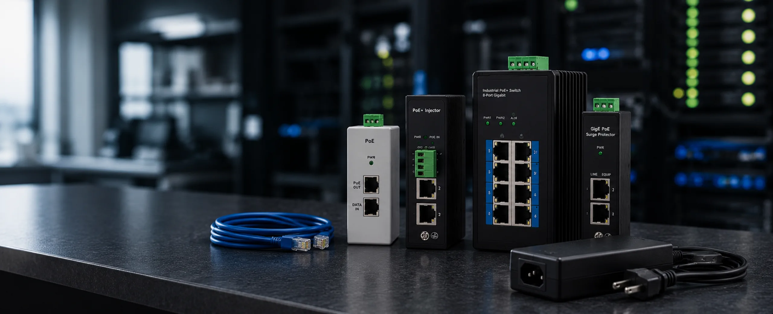 Tycon Power PoE and DC power products including injectors, switches, voltage converters, surge protectors, and power supplies