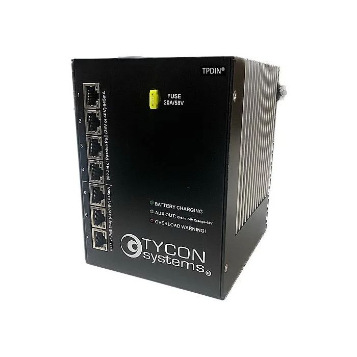 48V 20A MPPT Solar Controller + 7-Port PoE Switch | TPDIN-SC48-20